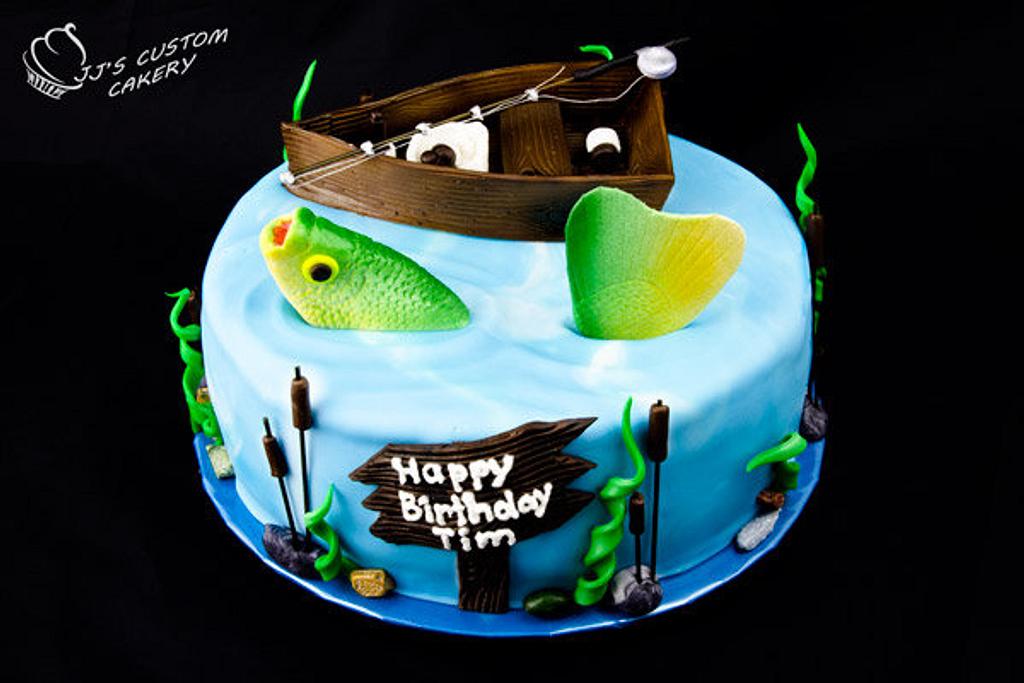 Gone Fishing Birthday Cake - Decorated Cake by Jenn - CakesDecor