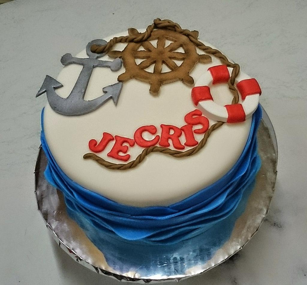 The Bake More: Ombre Nautical Wave Cake with Sailboat - Happy 1st Birthday,  Duke