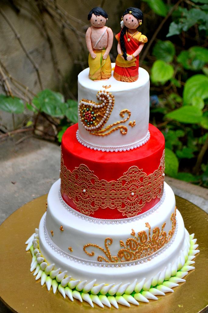 Indian Wedding Cake- Flowing, Glowing Red! | Indian Weddings: Cake by Soma  Sengupta