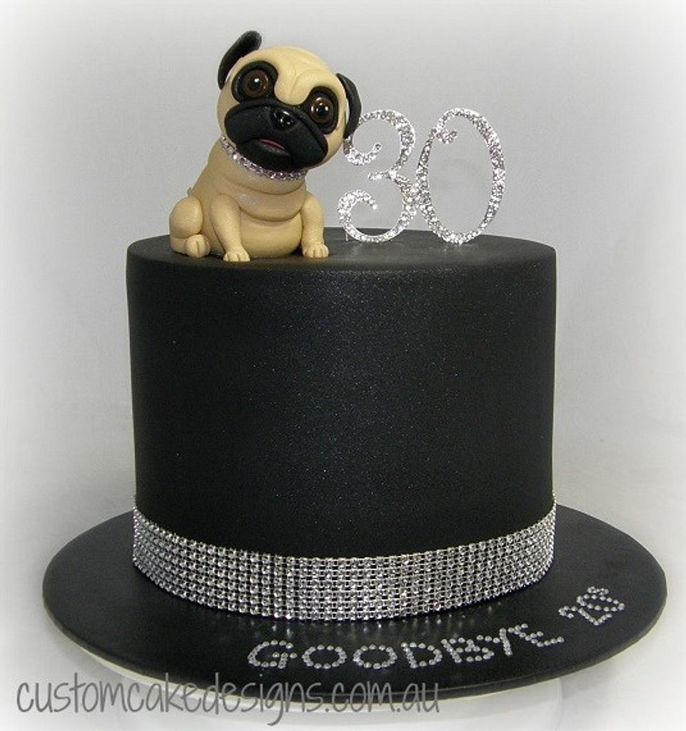Katie Cakes - Pug themed pink birthday cake with bone and miniature cake  toppers. | Facebook