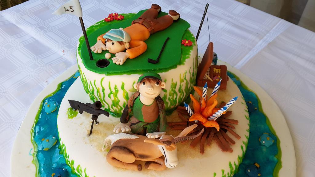 Hunting-Golfing-Fishing - Decorated Cake by Tascha's - CakesDecor