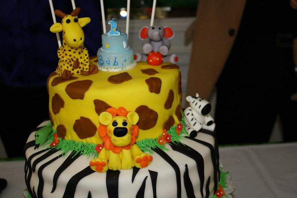 Animal safari cake 1st birthday Cake by CakesDecor