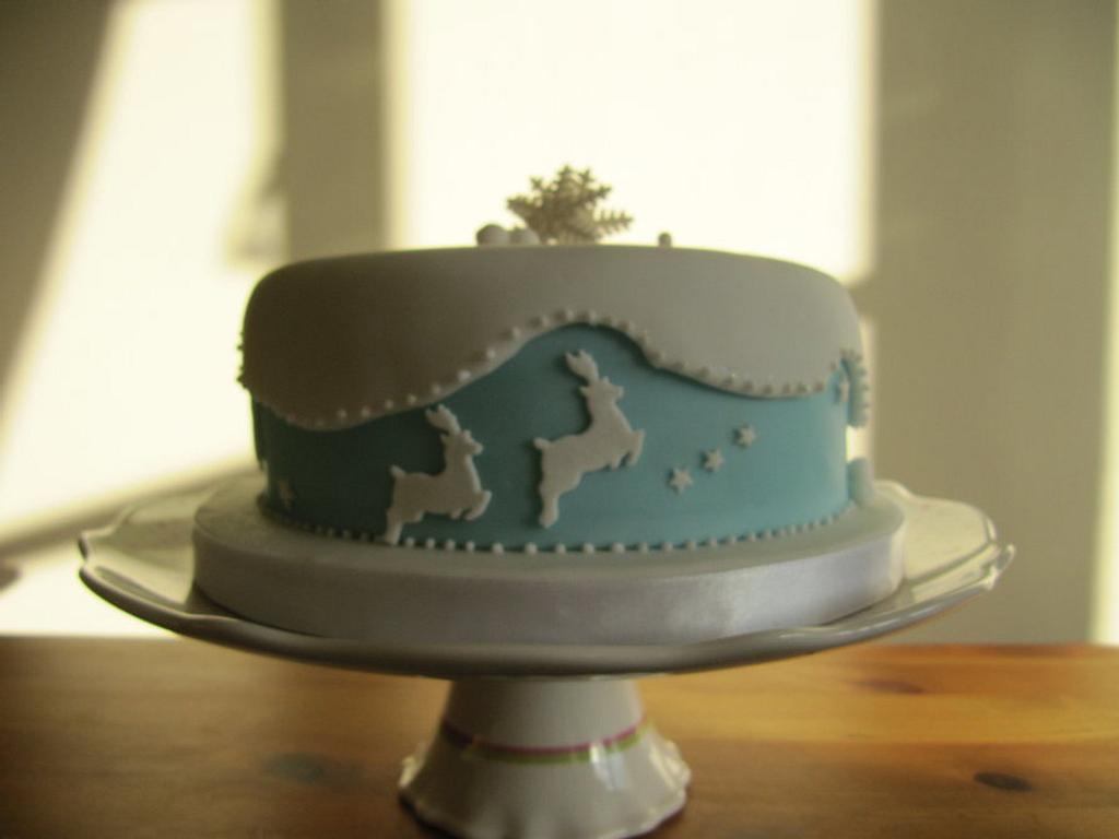Blue and White Christmas Cake - Cake by Just Because - CakesDecor
