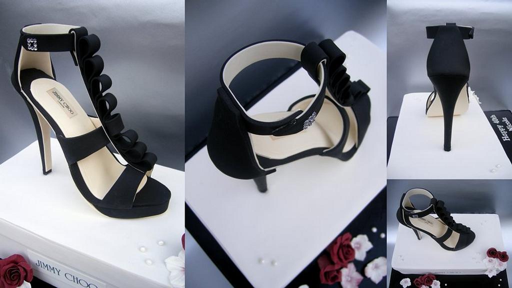 Jimmy Choo shoe with cake shoe box - Cake by Karen - CakesDecor