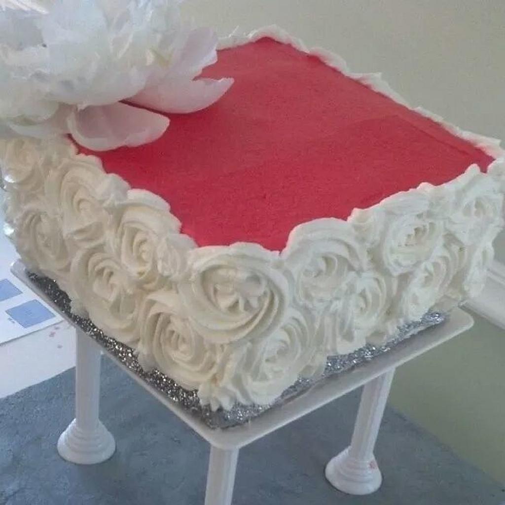 Rosette three Tier square Cake - Decorated Cake by The - CakesDecor