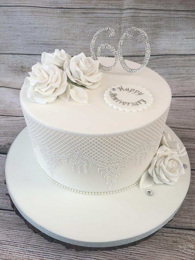 One of my favorite cakes, a Diamond (60th) Anniversary. : r/cakedecorating