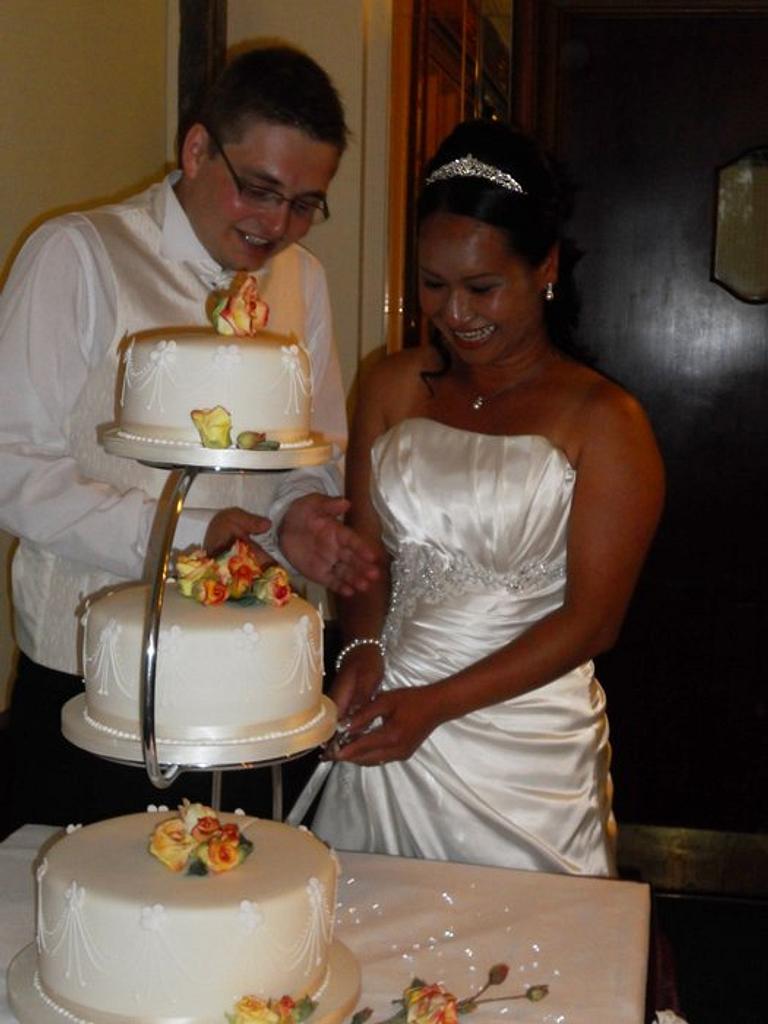 Kenyan Roses 3 Tier S Stand Wedding Cake Cake by CakesDecor