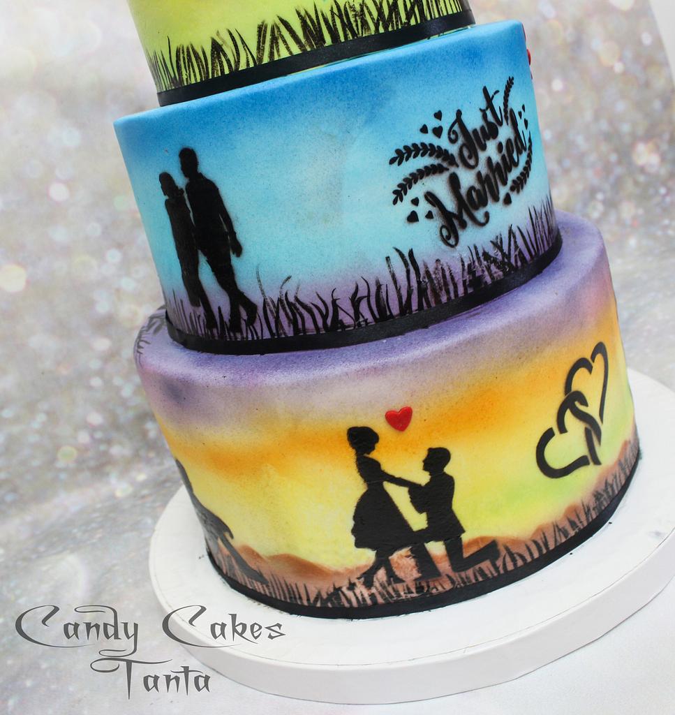 colorful airbrushed cake Cake by Eman Sobhy CakesDecor
