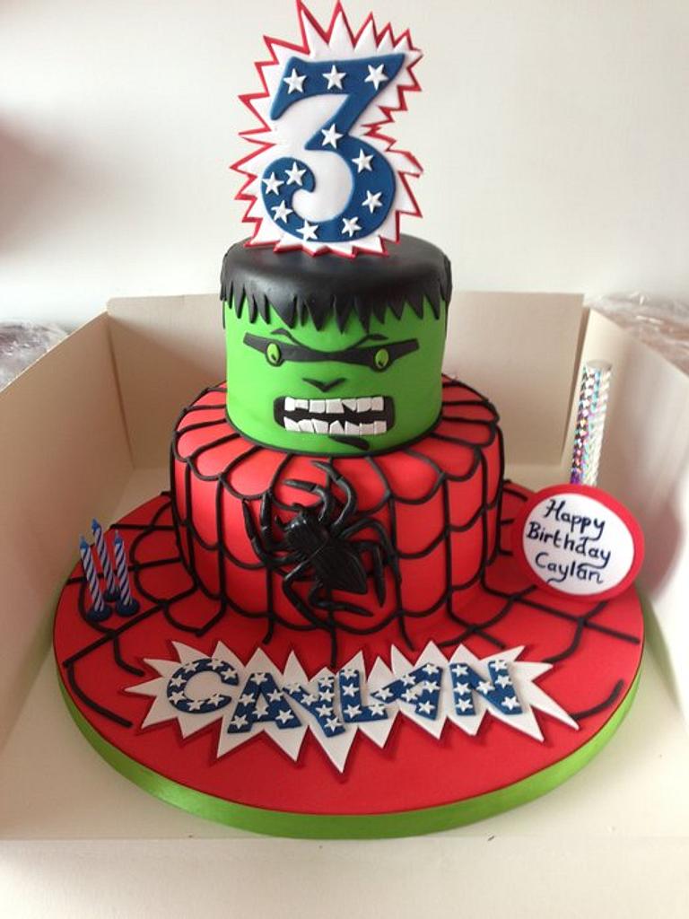 spiderman and hulk theme - Decorated Cake by - CakesDecor