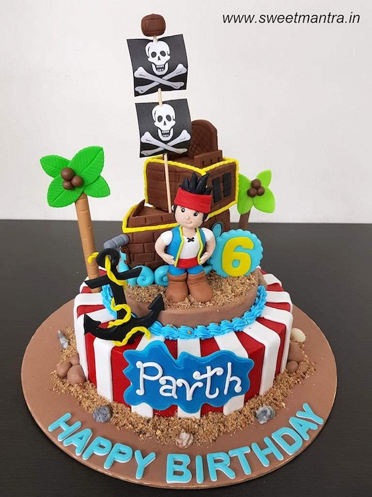 Pink Pirate ship cake with fondant waves | Pirate ship cake … | Flickr