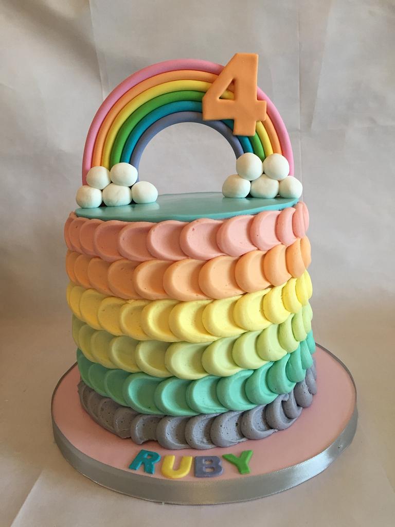 Rainbow Cake with Meringue Frosting Recipe | Chew Town Food Blog