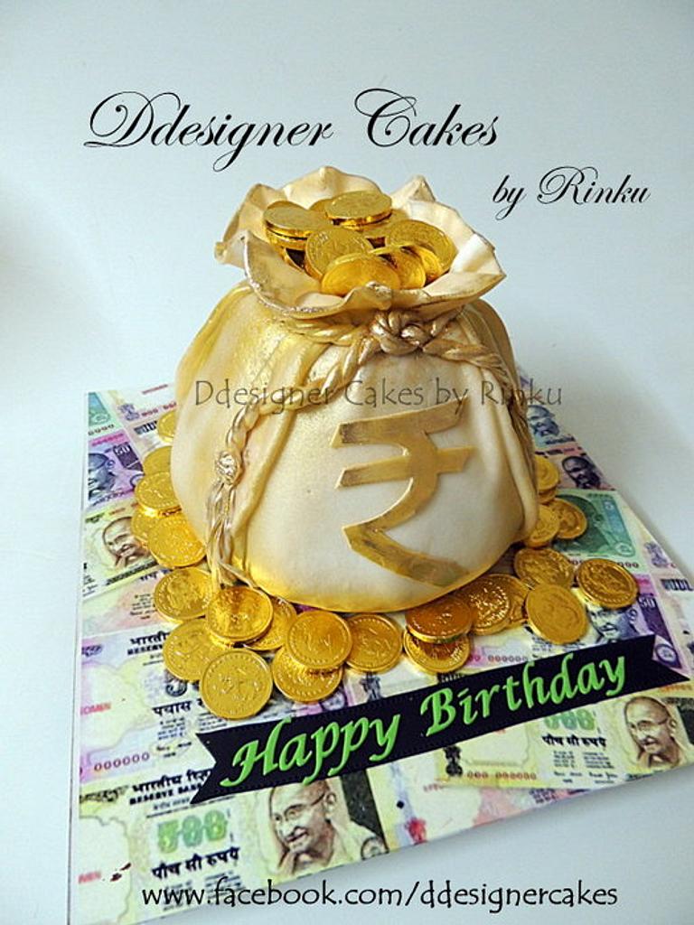 BAG of GOLD COINS Decorated Cake by D Cake Creations CakesDecor