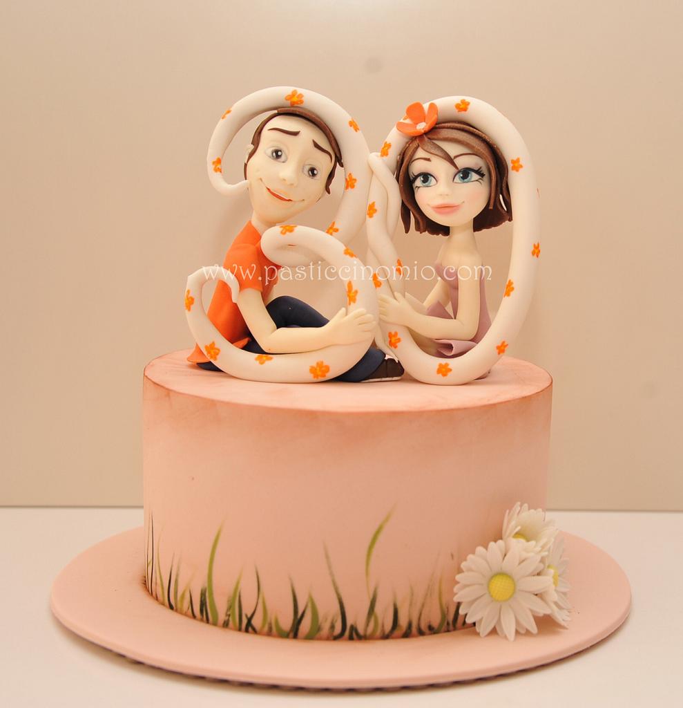 Love you Couple theme Fondant Cake – Emotions2Karachi