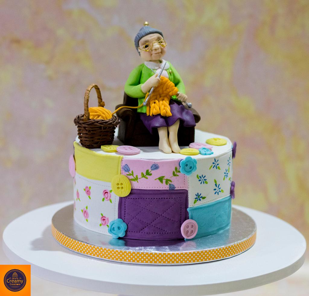 Granny loves Knitting - Decorated Cake by Urvi Zaveri - CakesDecor