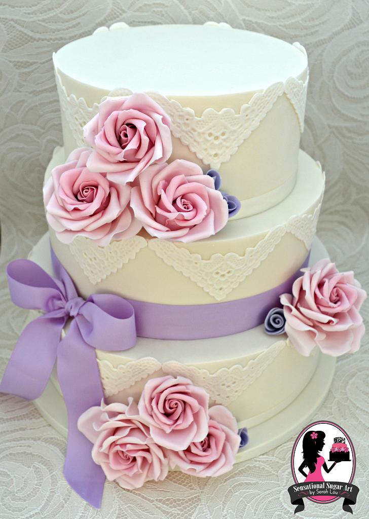 Vintage Rose Wedding Cake - Cake by Sensational Sugar Art - CakesDecor