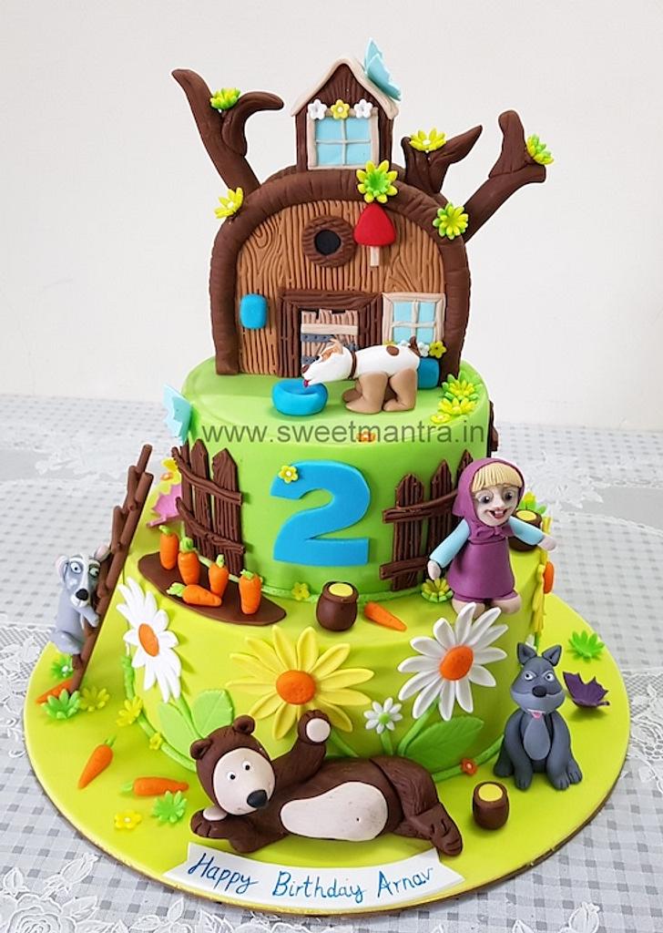 Masha and the bear! theme cake, chocolate cake, with coloured ganache and  fondant accents. Add an exemplary touch to all your occasions… | Instagram