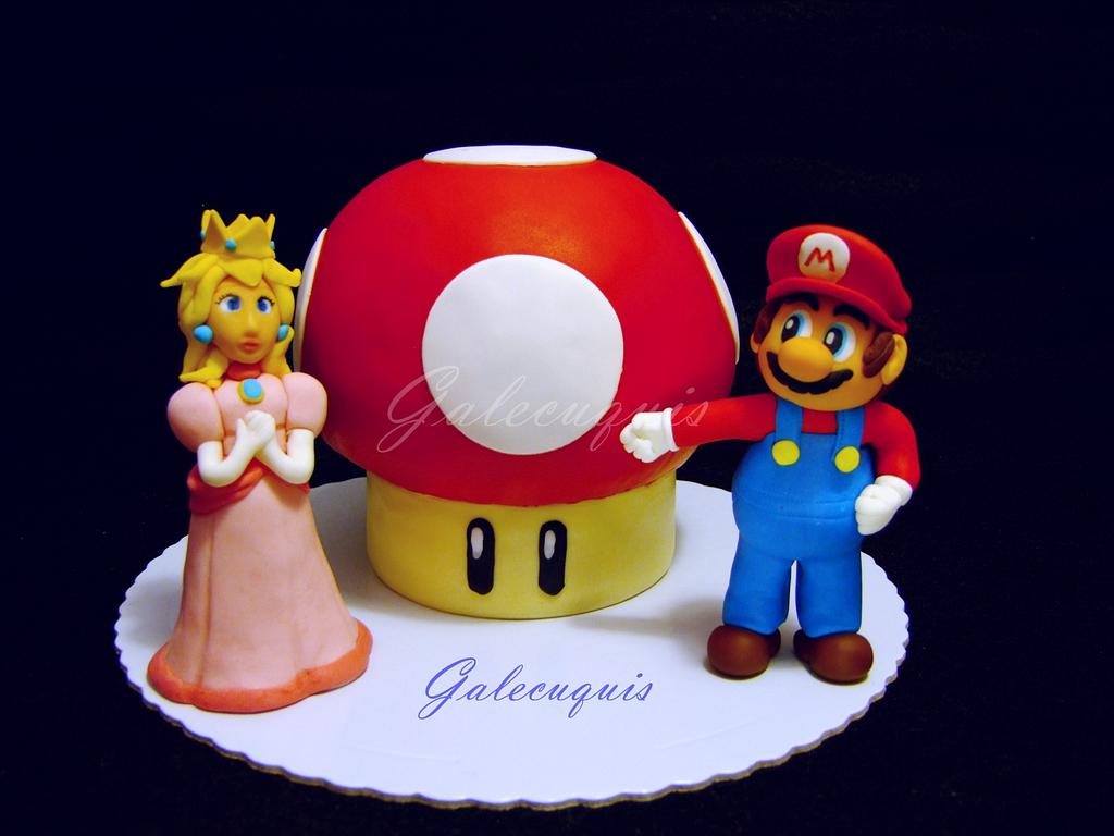 Coolest Super Mario Brothers with Green Mushroom Topper Cake