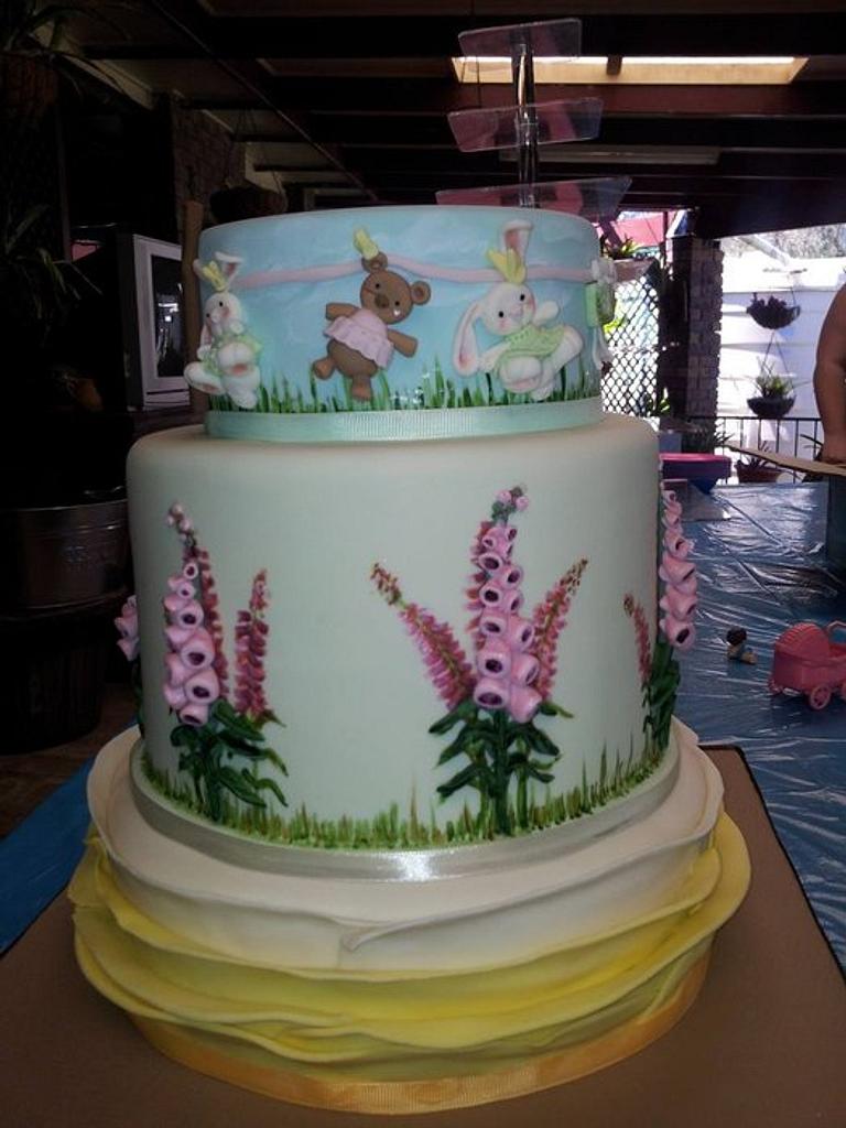 Bears, Bunnies & Foxgloves - Decorated Cake by Sharron - CakesDecor