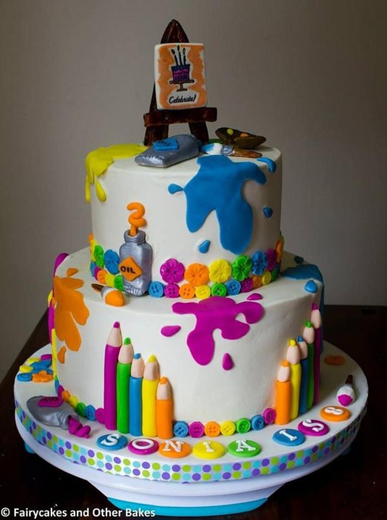 Art themed Cake for Sophia's Birthday! | Happy Cake Studio