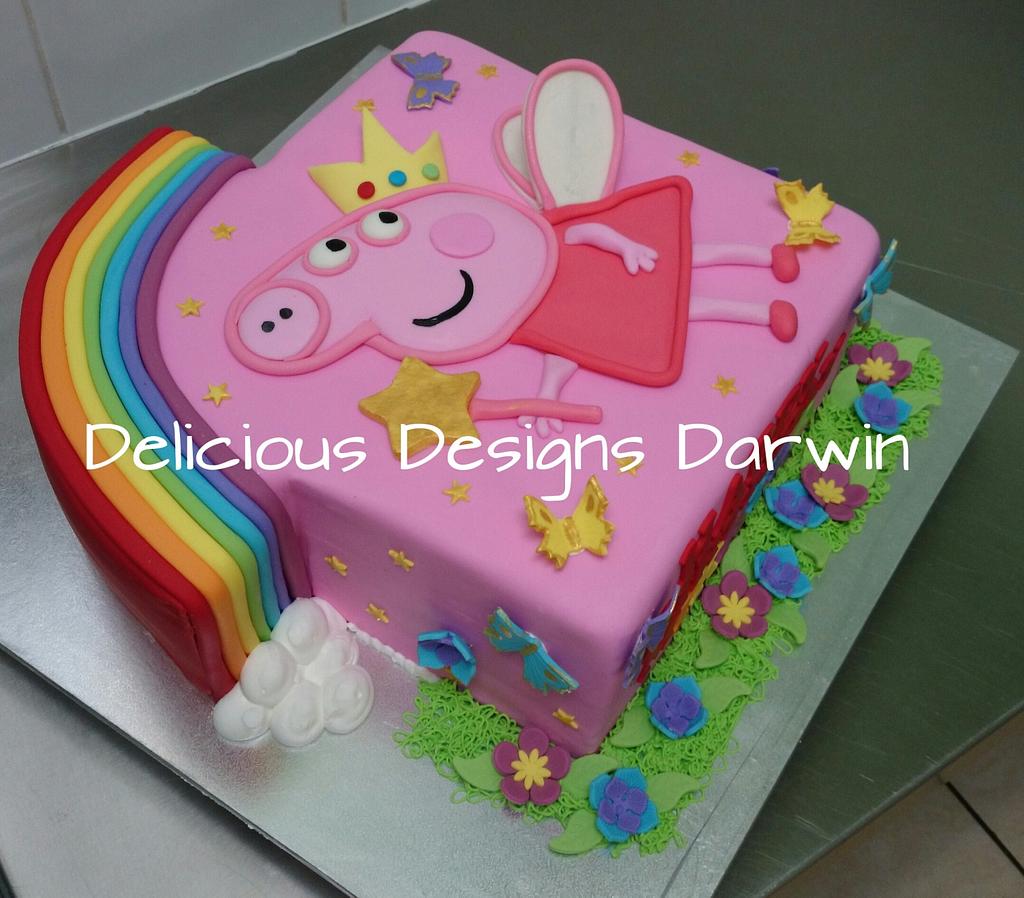 rainbow peppa pig cake - Decorated Cake by Delicious - CakesDecor