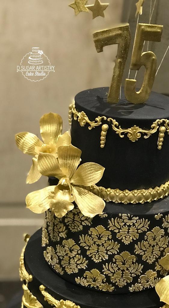 Black and Gold Elegant Cake - Cake by D Sugar Artistry - - CakesDecor