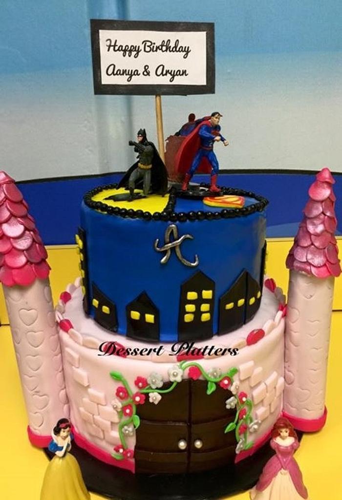 Superhero And Princess Cake Decorated Cake By Swati Cakesdecor