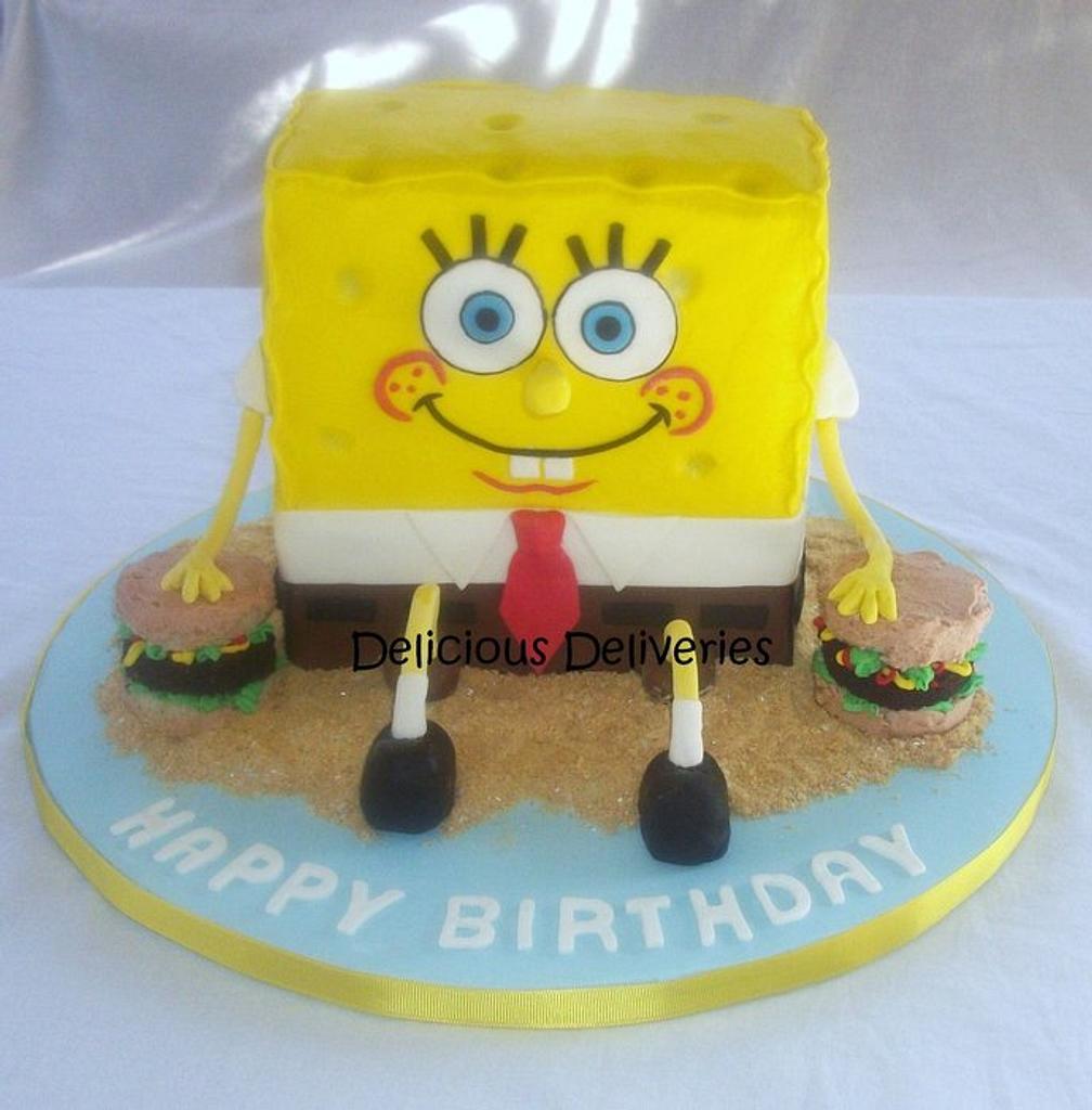 Happy Hippo Bakery - SPONGEBOB! . Marble cake with vanilla buttercream.  Spongebob and some outer details made out of fondant. . #happyhippobakery # spongebob #spongebobcake #spongebobbirthday #buttercream #buttercreamcake  #cakedecorating ...