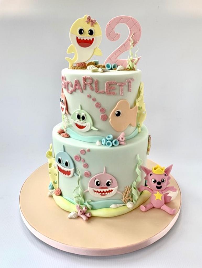 Baby Shark in Pastels - Decorated Cake by Canoodle Cake - CakesDecor