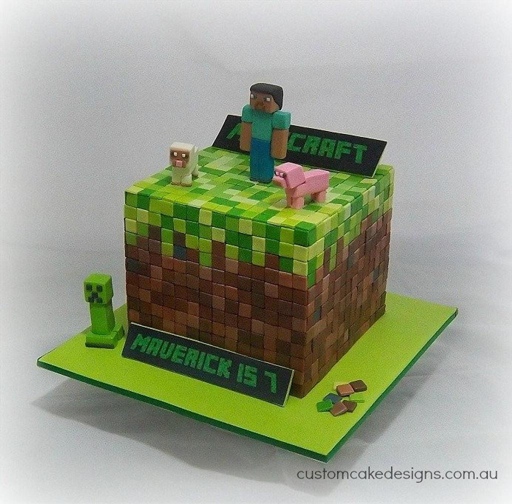 Minecraft Dirt Cube Cake - Decorated Cake by Custom Cake - CakesDecor