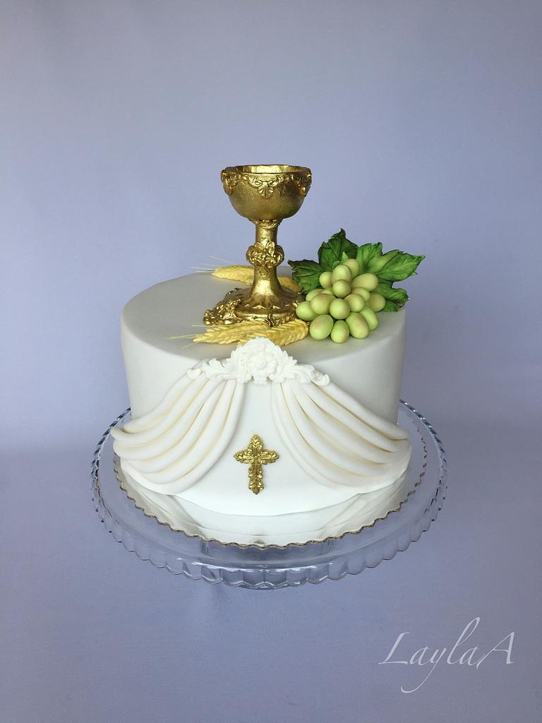 Maria's Custom Cakes - Cake to celebrate a newly ordained priest. Handmade  fondant chalice. | Facebook