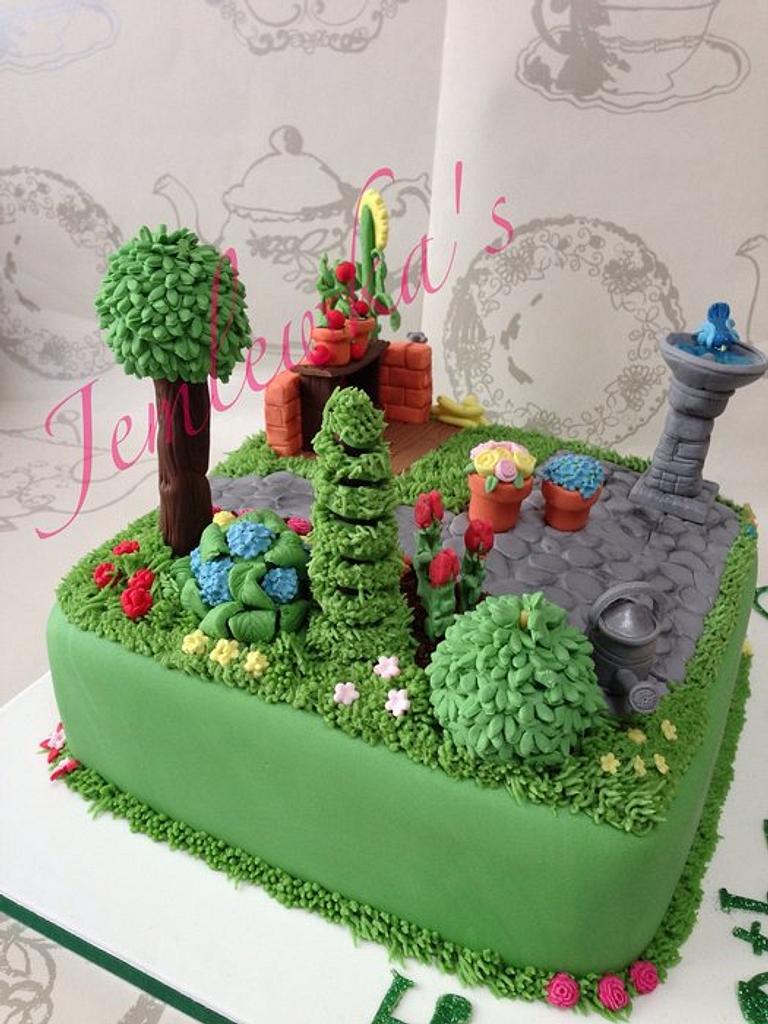 Garden scene cake - Cake by Jemlewka's cupcakes - CakesDecor