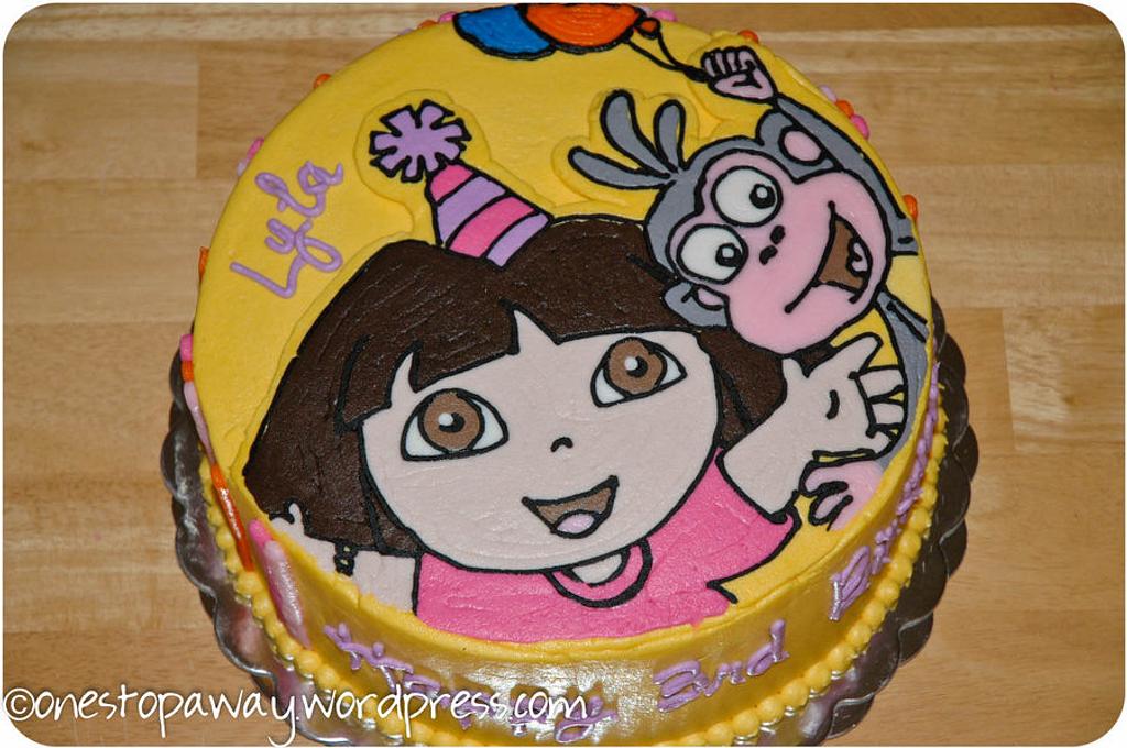 Dora Theme Birthday Cake