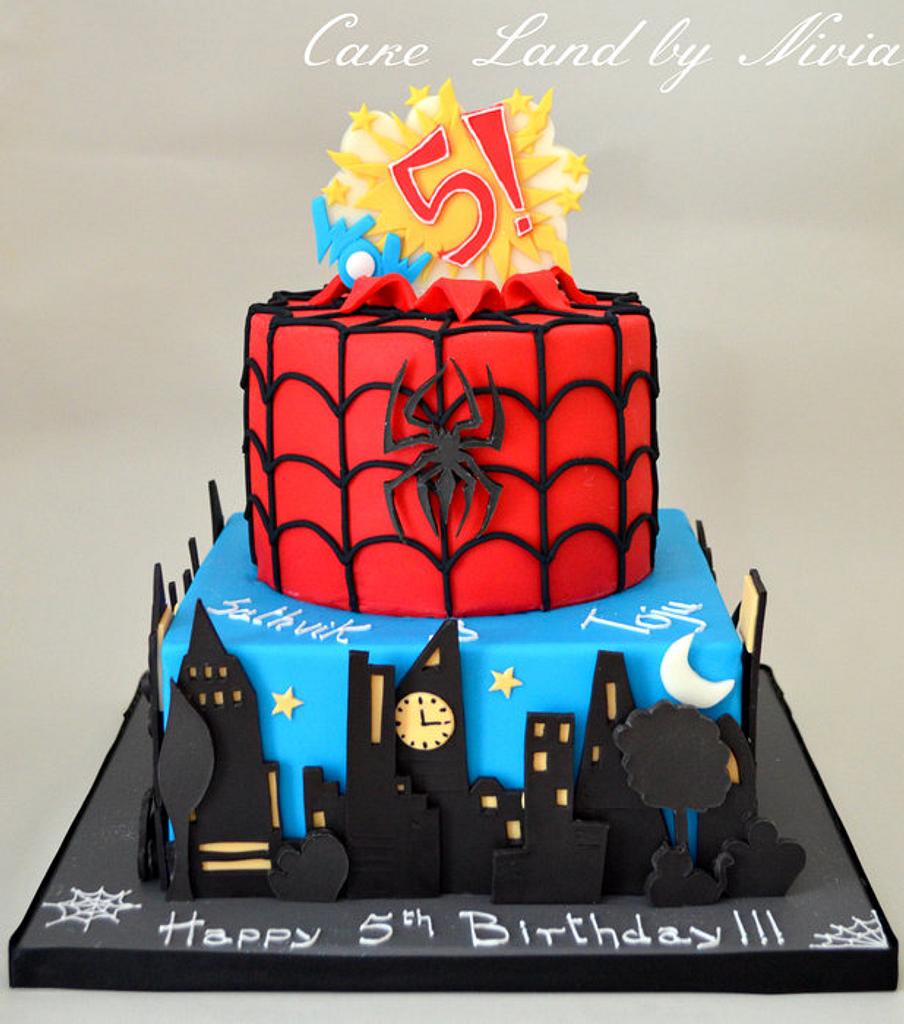 20+Spiderman Birthday Cake Ideas : Red Spiderman Cake for 3rd Birthday-nextbuild.com.vn