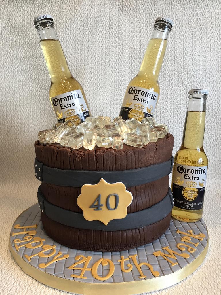 Beer Cooler Birthday Cake for a 21st Birthday Party