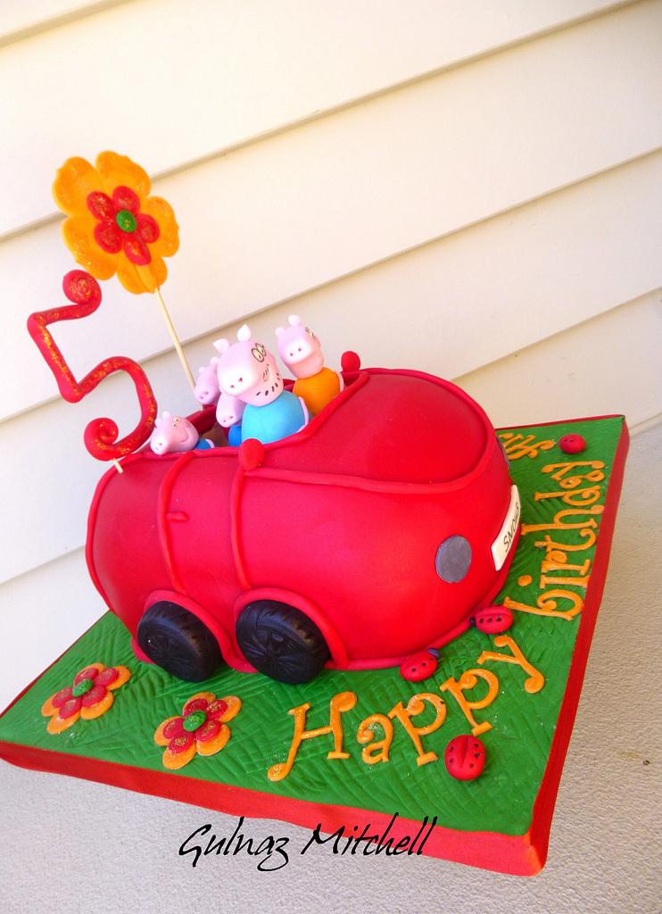 Peppa Pig Car Cake Cake By Gulnaz Mitchell Cakesdecor