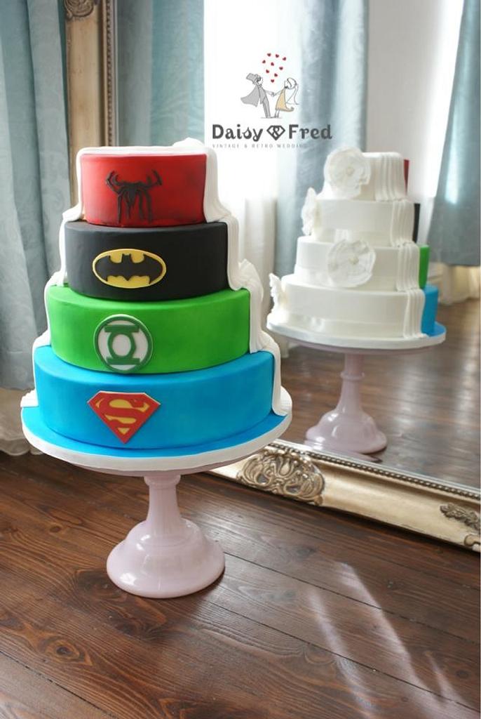 Half And Half Superhero Wedding Cake Cake By Daisy Cakesdecor
