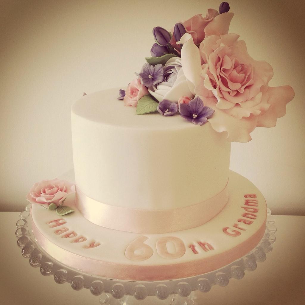 Flower 60th birthday cake - Decorated Cake by The - CakesDecor