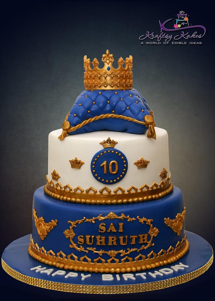 Gold and Royal Blue Prince Cake – Grated Nutmeg