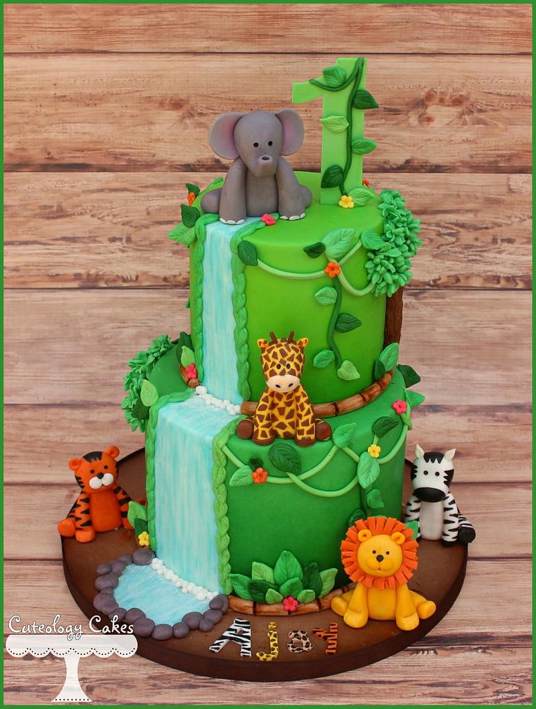 Pinfliers Jungle/Animal/Safari Theme Birthday Decoration,Paper Jungle Theme  Cake Topper for Cake Decoration - 2 Pcs Set, Happy Birthday Cake Topper,1st  Birthday Decorations for Boys/Girls, Multicolor : Amazon.in: Toys & Games