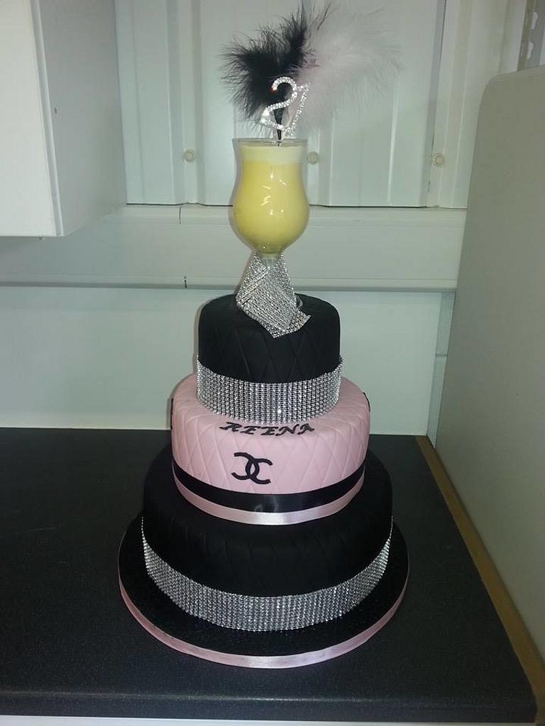 Chanel & Pina Colada 21st Birthday Cake - Decorated Cake - CakesDecor