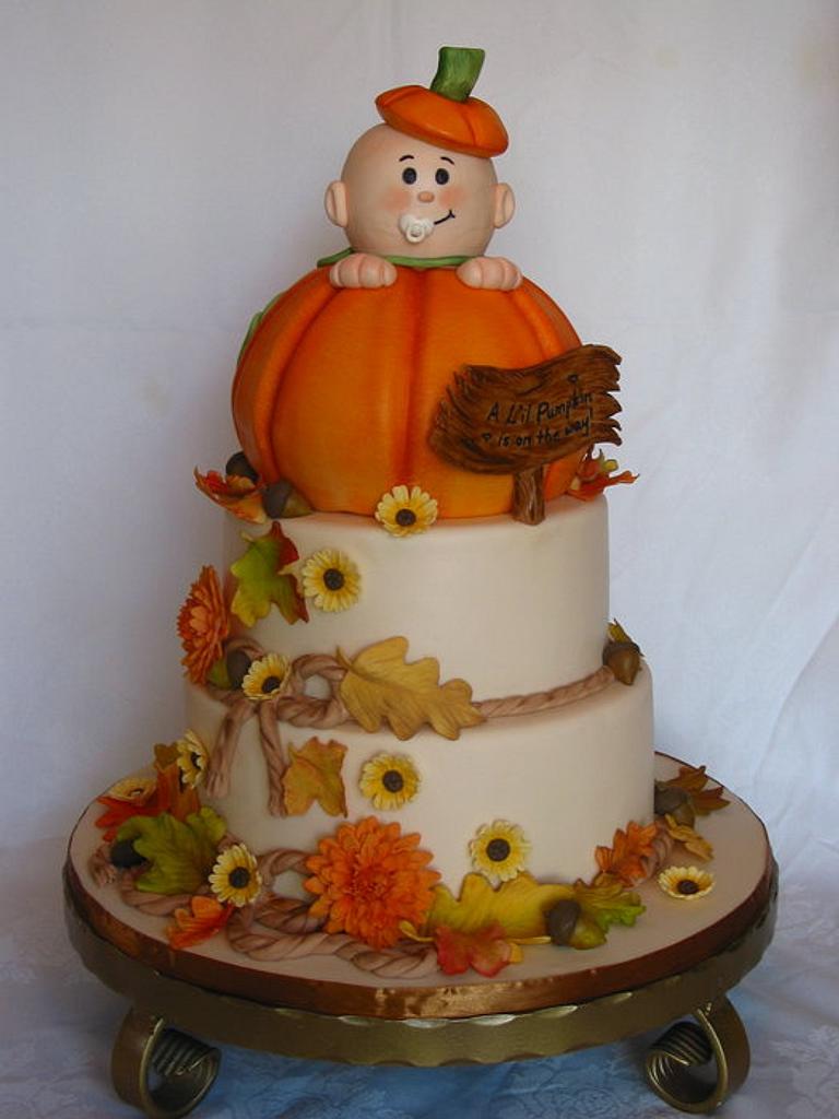 Fall themed hot sale baby shower cakes