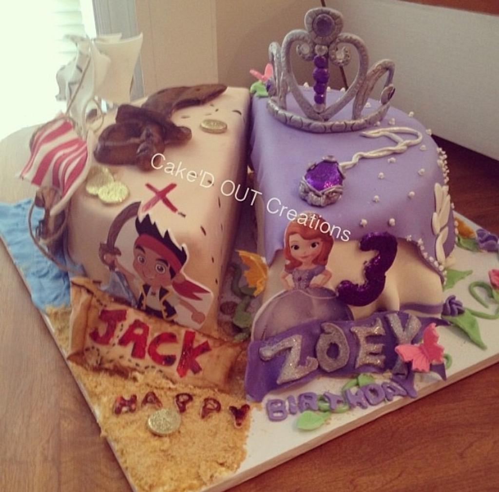 Twin Birthday Split Cake Decorated Cake By Jaclyn Dinko Cakesdecor