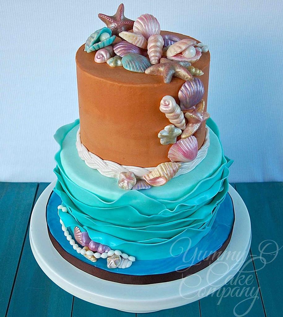 seashell sheet cake