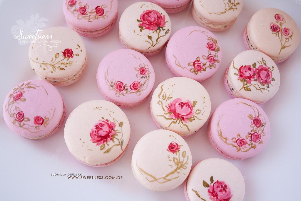 Rose Macarons Cookie By Ludmilla Gruslak Cakesdecor