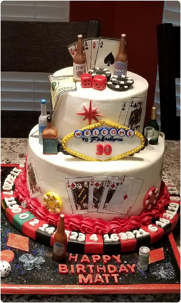 Las Vegas/Casino/Stripper themed 30th birthday cakes