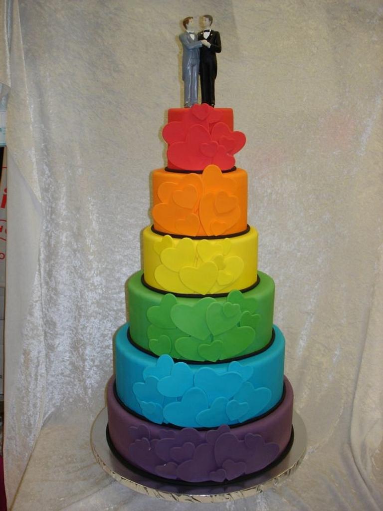 wedding cake with gay pride colors