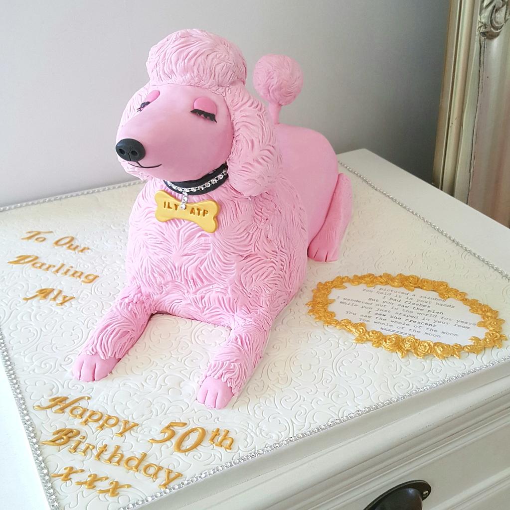 Pink sales dog cake