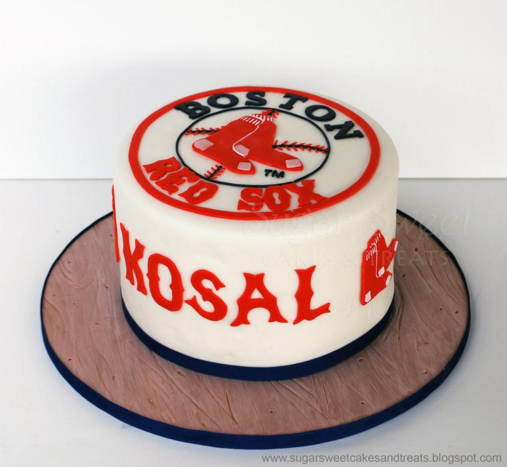 Cakecery Red Sox Baseball Edible Cake Topper Image Personalized Birthday Sheet Party Decoration Round