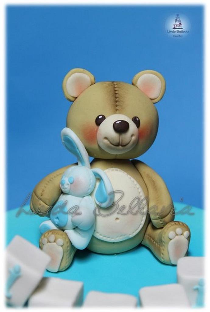 CHRISTENING'S CAKE WITH TEDDY BEAR - Cake by Linda - CakesDecor