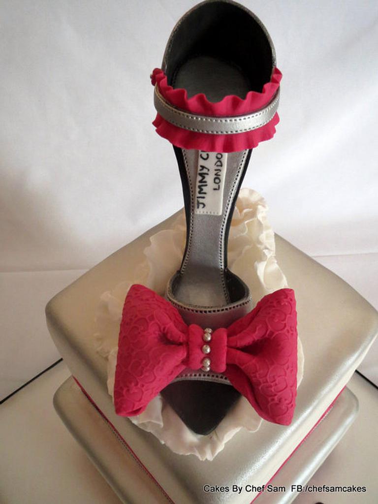 Pink and Silver Shoe - Cake by chefsam - CakesDecor